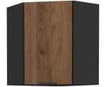 VELO 60x60 GN-72 1F Küchenhängeschrank, Eckschrank (45°) schwarz matt / Nussbaum Okapi