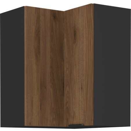 VELO 60x60 GN-72 1F Küchenhängeschrank, Eckschrank (90°) schwarz matt / Nussbaum Okapi