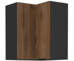 VELO 60x60 GN-72 1F Küchenhängeschrank, Eckschrank (90°) schwarz matt / Nussbaum Okapi