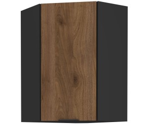 VELO 60x60 GN-90 1F Küchenhängeschrank, Eckschrank (45°) schwarz matt / Nussbaum Okapi