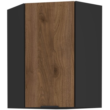 VELO 60x60 GN-90 1F Küchenhängeschrank, Eckschrank (45°) schwarz matt / Nussbaum Okapi