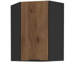 VELO 60x60 GN-90 1F Küchenhängeschrank, Eckschrank (45°) schwarz matt / Nussbaum Okapi
