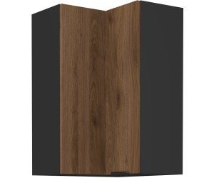 VELO 60x60 GN-90 1F Küchenhängeschrank, Eckschrank (90°) schwarz matt / Nussabaum Okapi