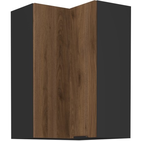 VELO 60x60 GN-90 1F Küchenhängeschrank, Eckschrank (90°) schwarz matt / Nussabaum Okapi