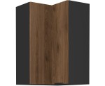 VELO 60x60 GN-90 1F Küchenhängeschrank, Eckschrank (90°) schwarz matt / Nussabaum Okapi