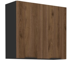 VELO 80 G-72 2F Küchenhängeschrank, Hängeschrank schwarz matt / Nussbaum Okapi