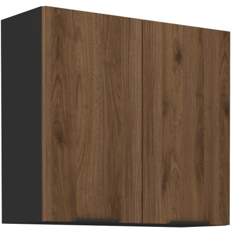 VELO 80 G-72 2F Küchenhängeschrank, Hängeschrank schwarz matt / Nussbaum Okapi