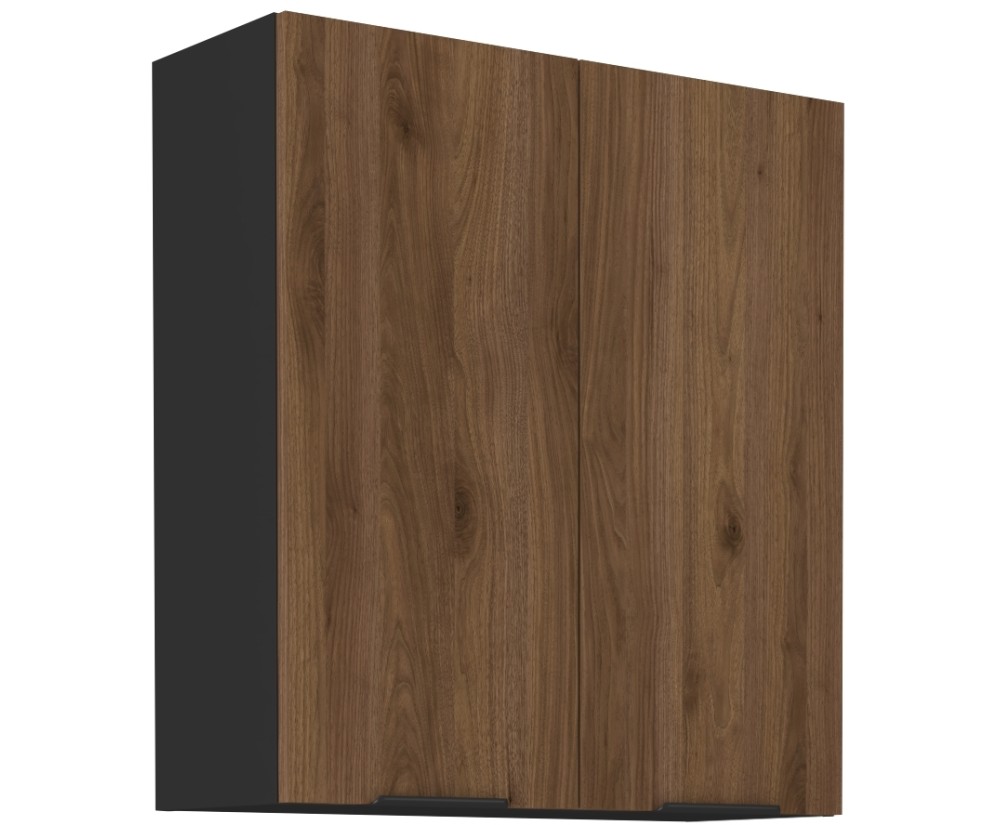 VELO 80 G-90 2F Küchenhängeschrank, Hängeschrank schwarz matt / Nussbaum Okapi