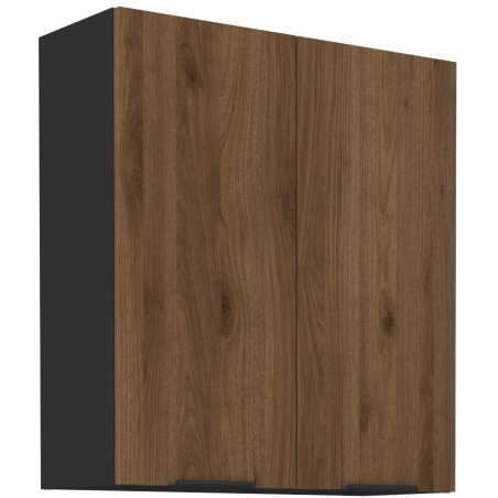 VELO 80 G-90 2F Küchenhängeschrank, Hängeschrank schwarz matt / Nussbaum Okapi