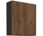 VELO 80 G-90 2F Küchenhängeschrank, Hängeschrank schwarz matt / Nussbaum Okapi