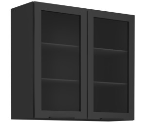 VELO 80 GS-72 2F Küchenvitrine, Hängevitrine mit 2 Glastüren schwarz matt
