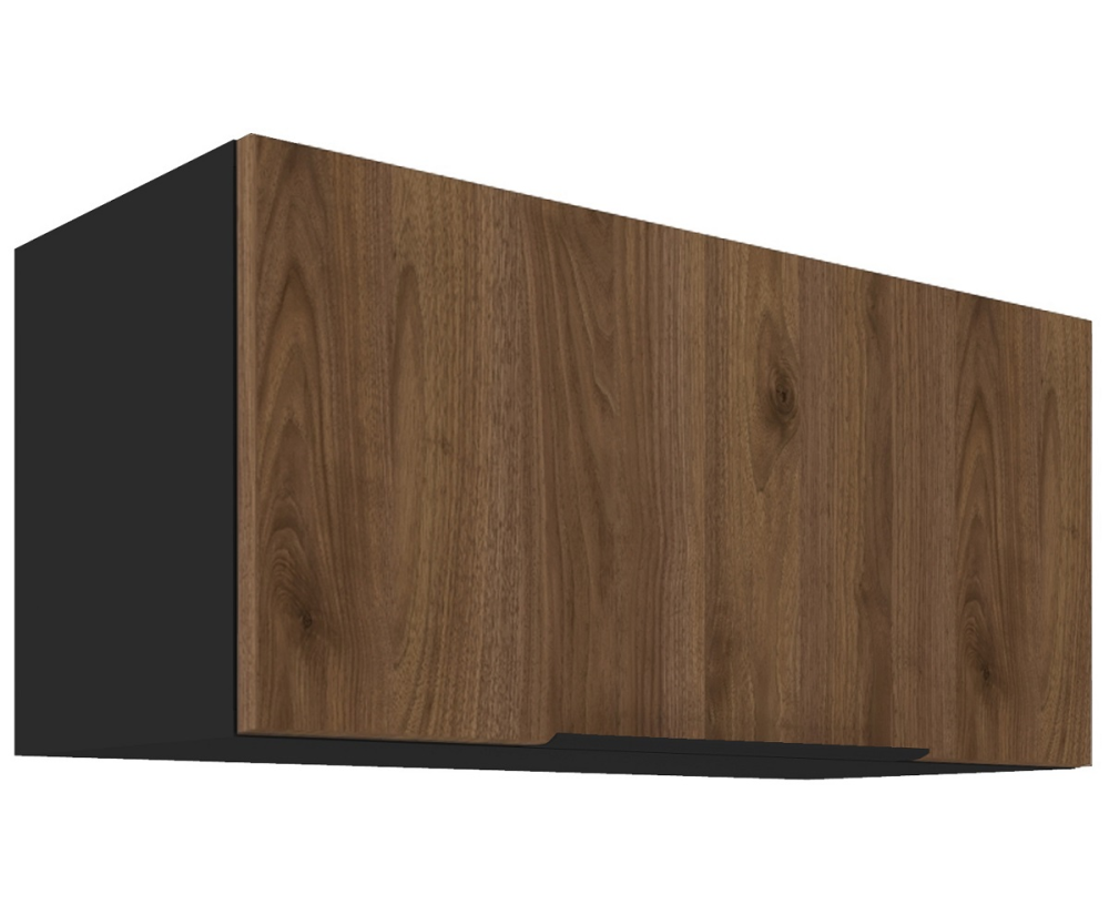 VELO 80 GU-36 1F Küchenhängeschrank, Hängeschrank schwarz matt / Nussbaum Okapi