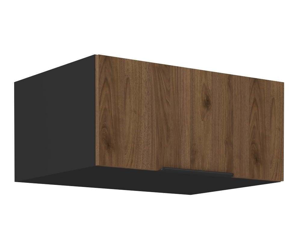 VELO 80 NAGU-36 1F Küchenhängeschrank, Hängeschrank schwarz matt / Nussbaum Okapi