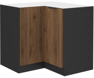 VELO 90x90 DN 2F BB Küchenunterschrank, Eckschrank, schwarz matt / Nussbaum Okapi