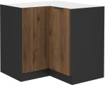 VELO 90x90 DN 2F BB Küchenunterschrank, Eckschrank, schwarz matt / Nussbaum Okapi