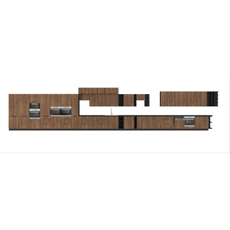 VELO 90x90 DN 2F BB Küchenunterschrank, Eckschrank, schwarz matt / Nussbaum Okapi