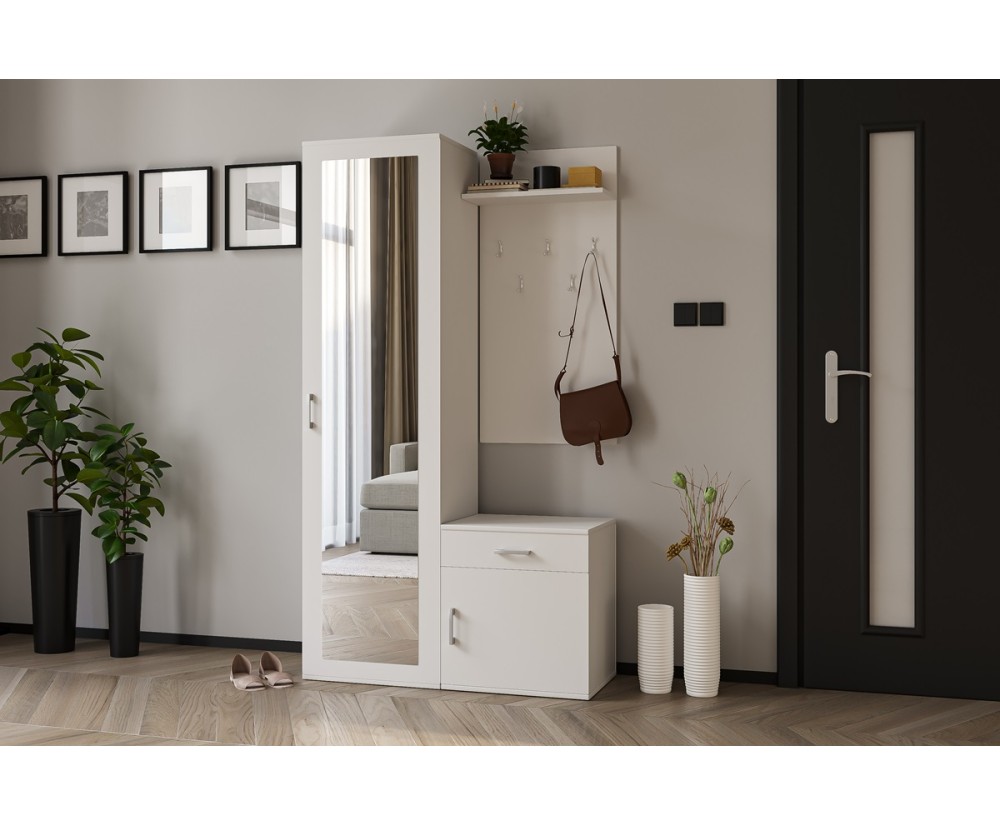 Garderoben-Set mit Spiegel und Kleiderhaken, 4 Farbvarianten, MARTEN