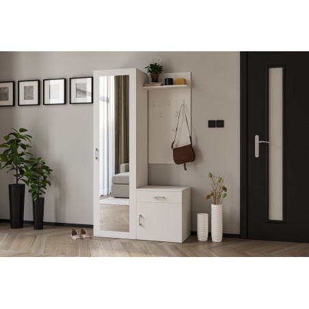 Garderoben-Set mit Spiegel und Kleiderhaken, 4 Farbvarianten, MARTEN