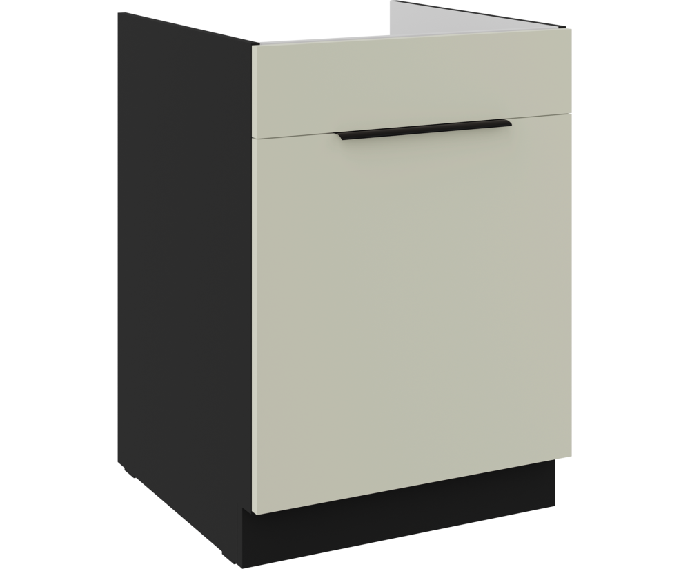 ARMONIA 60 ZL 1S BB Spülenunterschrank mit einer Schublade PREMIUM BOX, schwarz matt / cashmere