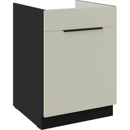 ARMONIA 60 ZL 1S BB Spülenunterschrank mit einer Schublade PREMIUM BOX, schwarz matt / cashmere