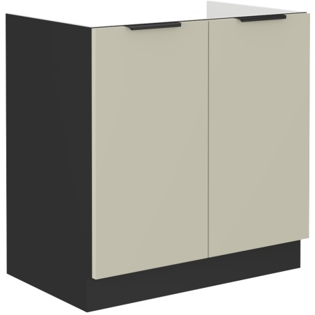 ARMONIA 80 ZL 2F BB Spülenunterschrank, schwarz matt / cashmere