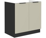ARMONIA 80 ZL 2F BB Spülenunterschrank, schwarz matt / cashmere