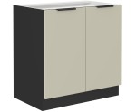 ARMONIA 80 D 2F BB Küchenunterschrank, schwarz matt / cashmere
