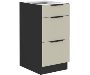 ARMONIA 40 D 3S BB Küchenunterschrank mit 3 Schubladen, schwarz matt / cashmere