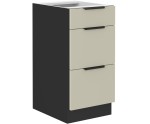 ARMONIA 40 D 3S BB Küchenunterschrank mit 3 Schubladen, schwarz matt / cashmere