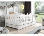 Holzbett 80x160 cm mit Schublade und Geländer, Kinderbett, drei Farbvarianten, BAMBI Holzbett 80x160 cm mit Schublade und Geländer, Kinderbett, drei Farbvarianten, BAMBI