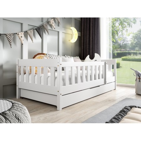 BAMBI Holzbett, Kinderbett 80x190 cm, mit Schublade und Geländer, drei Farbvarianten!