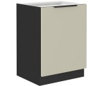 ARMONIA 60 D 1F BB Küchenunterschrank eintürig, schwarz matt / cashmere