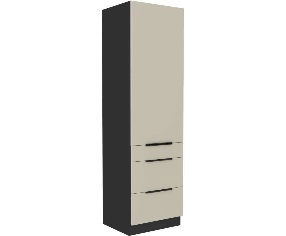 ARMONIA 60 DKS-210 3S1F Küchenhochschrank, Hochschrank schwarz matt / cashmere