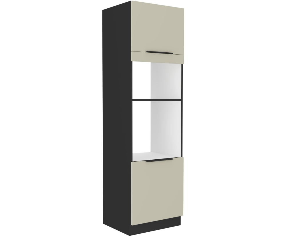 ARMONIA 60 DPM-210 2F Hochschrank für Backofen und Mikrowelle schwarz matt / cashmere