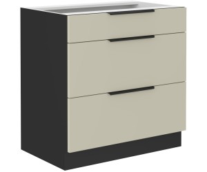 ARMONIA 80 D 3S BB Küchenunterschrank mit Schubladen, schwarz matt / cashmere