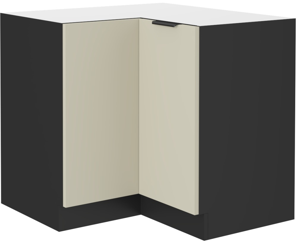 ARMONIA 90x90 DN 2F BB Küchenunterschrank, Eckschrank, schwarz matt / cashmere