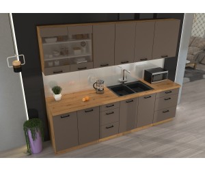 VELLA Küchenzeile, Küchenblock, Breite 260 cm, Truffle Grey / Artisan, ohne E-Geräte