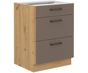 VELLA 60 D 3S BB Küchenunterschrank mit 3 Schubladen, Truffle Grey / Artisan