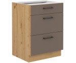 VELLA 60 D 3S BB Küchenunterschrank mit 3 Schubladen, Truffle Grey / Artisan