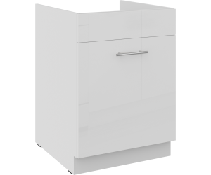 LAURA 60 ZL 1S BB Spülenunterschrank mit einer Schublade PREMIUM BOX, Fronten weiß glänzend
