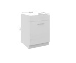 LAURA 60 ZL 1S BB Spülenunterschrank mit einer Schublade PREMIUM BOX, Fronten weiß glänzend