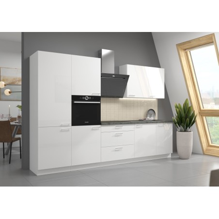 LAURA Küchenzeile, Küchenblock Breite 260 cm, Fronten weiß glänzend, ohne E-Geräte