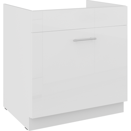 LAURA 80 ZL 1S BB Spülenunterschrank mit einer Schublade PREMIUM BOX, Fronten weiß glänzend