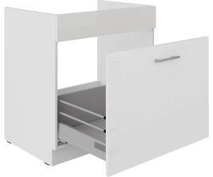 LAURA 80 ZL 1S BB Spülenunterschrank mit einer Schublade PREMIUM BOX, Fronten weiß glänzend