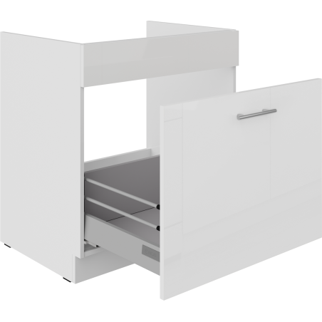 LAURA 80 ZL 1S BB Spülenunterschrank mit einer Schublade PREMIUM BOX, Fronten weiß glänzend