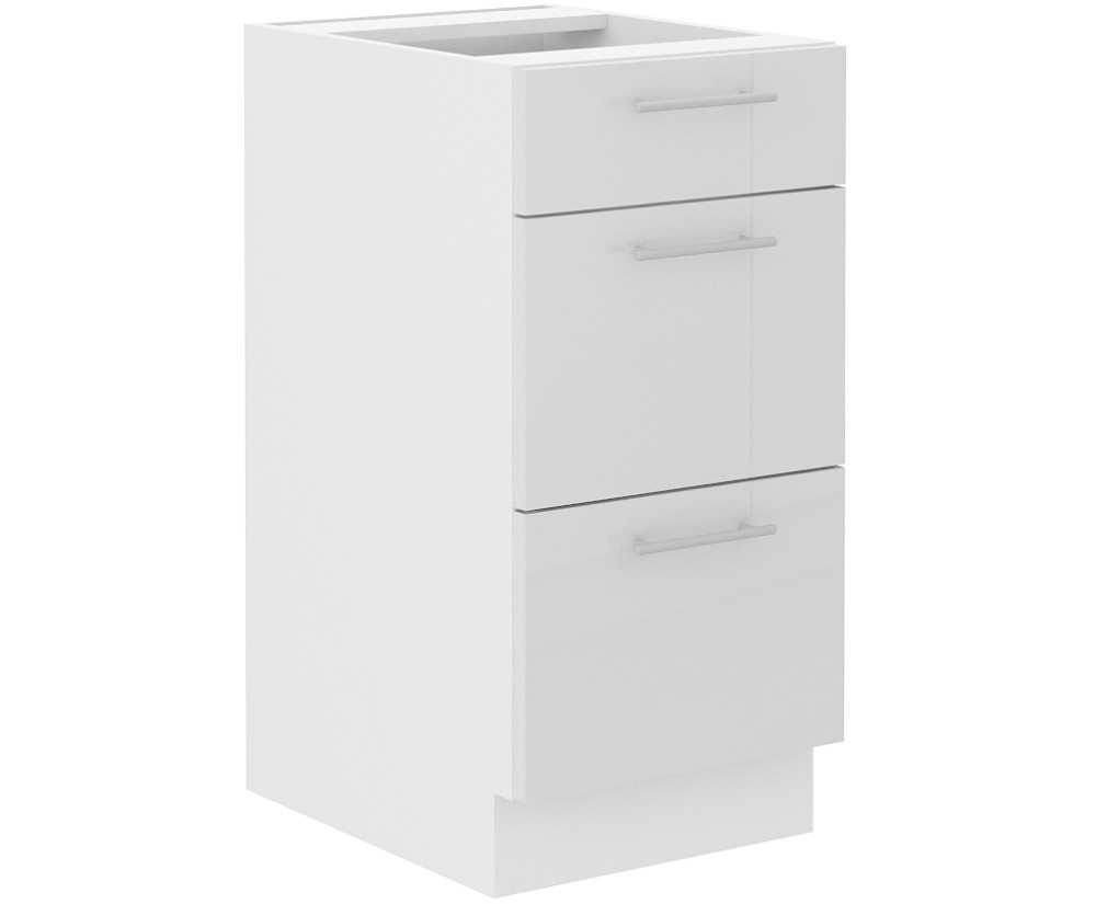 LAURA 40 D3S BB Küchenunterschrank mit drei Schubladen, Fronten weiß glänzend