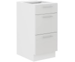 LAURA 40 D3S BB Küchenunterschrank mit drei Schubladen, Fronten weiß glänzend