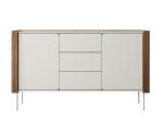 Kommode mit Schubladen, Fronten mit abgerundeten Kanten, Metallfüße, Warmia Nussbaum / Kaschmir, TWIGI