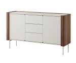 Kommode mit Schubladen, Fronten mit abgerundeten Kanten, Metallfüße, Warmia Nussbaum / Kaschmir, TWIGI