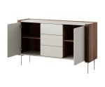 Kommode mit Schubladen, Fronten mit abgerundeten Kanten, Metallfüße, Warmia Nussbaum / Kaschmir, TWIGI